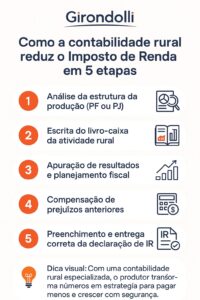 Infográfico_Como a contabilidade rural reduz o Imposto de Renda em 5 etapas